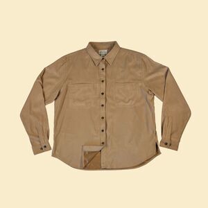 Vintage 90s brown XL womens faux-suede/velour brown shirt by St. John's Bay